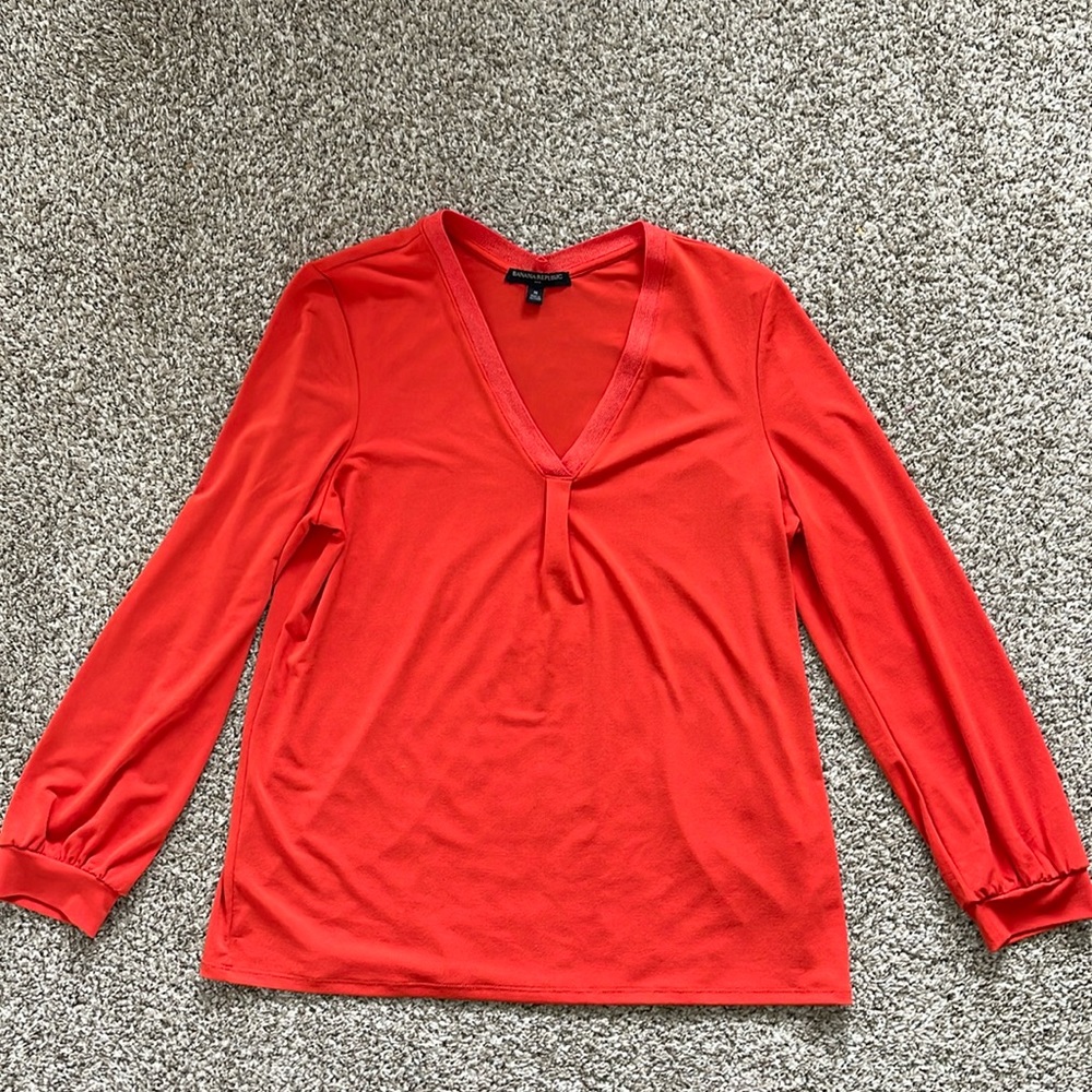 Banana Republic Orange  Pull Over Blouse Shirt Size M